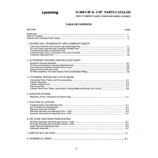 C4P Parts Catalog (0-360-C4F) C4P Parts Catalog (0-360-C4F)