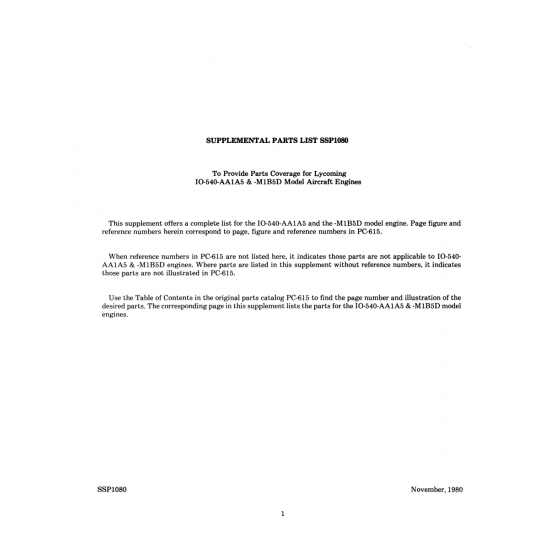 M1B5D Model Aircraft Engines (10-540-AA1A5)