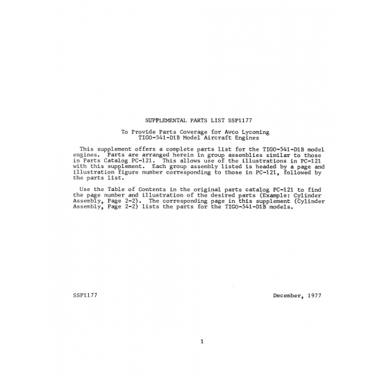 Aviation Part (SSP1177) Aviation Part (SSP1177)