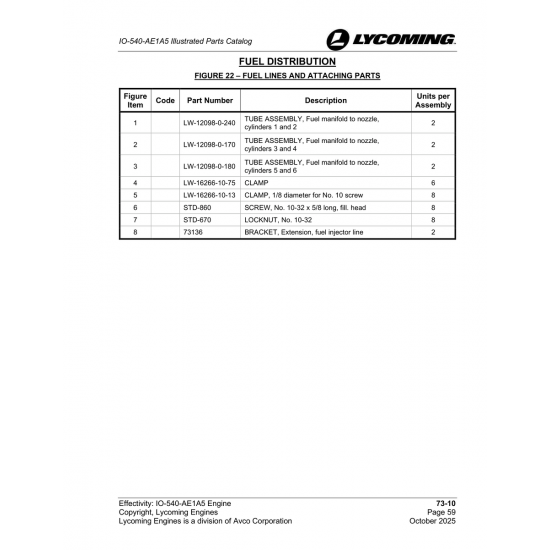 Tube Assembly, Fuel manifold to nozzle, cylinders 1 and (LW-12098-0-240) Tube Assembly, Fuel manifold to nozzle, cylinders 1 and (LW-12098-0-240)