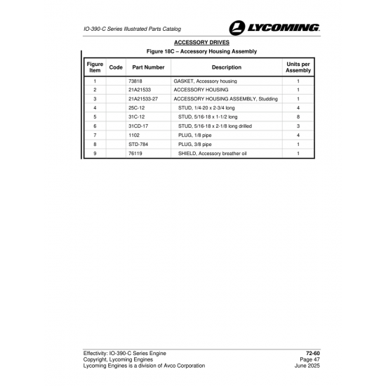 Accessory Housing Assembly, Studding (21A21533-27) Accessory Housing Assembly, Studding (21A21533-27)