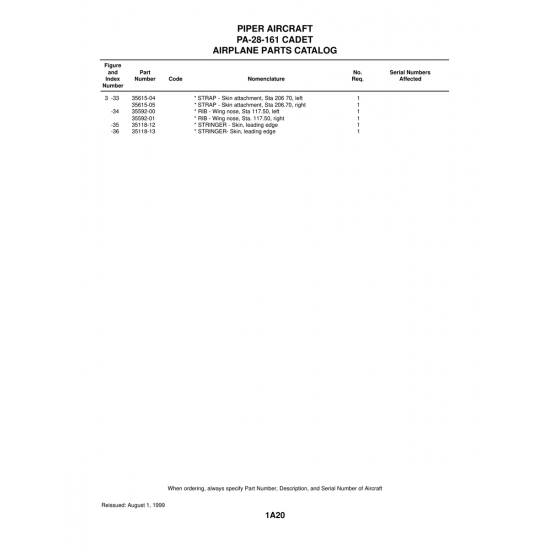 Aviation Part (35592-01) — Piper PA-28-161 Aviation Part (35592-01) — Piper PA-28-161