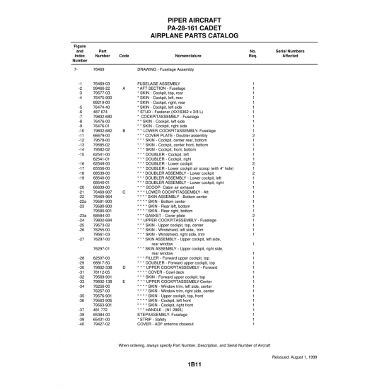 Aviation Part (99466-22) — Piper PA-28-161 Aviation Part (99466-22) — Piper PA-28-161