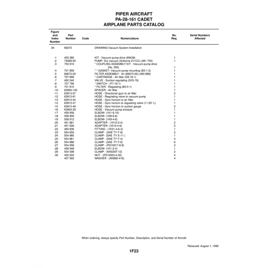 Aviation Part (63913-81) — Piper PA-28-161 Aviation Part (63913-81) — Piper PA-28-161