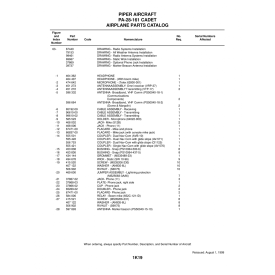 Aviation Part (67471-00) — Piper PA-28-161 Aviation Part (67471-00) — Piper PA-28-161