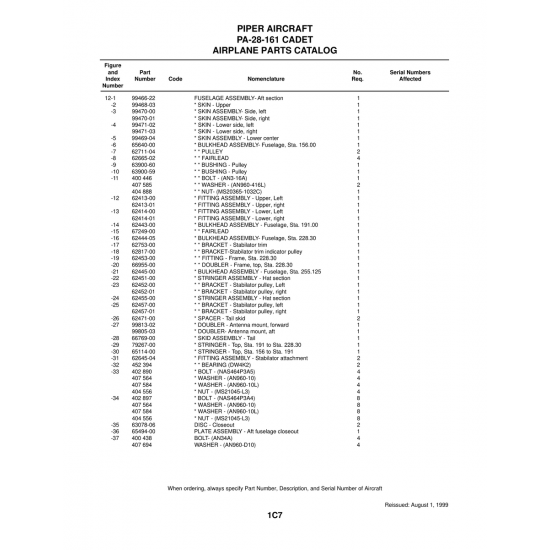 Aviation Part (99805-03) — Piper PA-28-161 Aviation Part (99805-03) — Piper PA-28-161