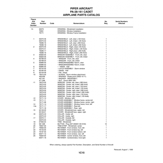 Aviation Part (76197-00) — Piper PA-28-161 Aviation Part (76197-00) — Piper PA-28-161