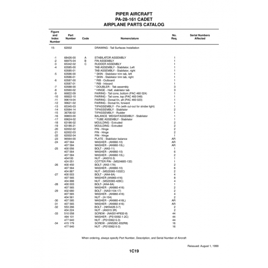 Aviation Part (99803-00) — Piper PA-28-161