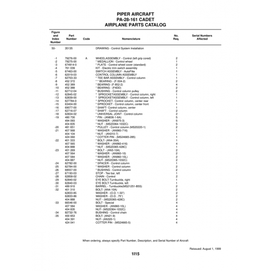 Aviation Part (79276-00) — Piper PA-28-161 Aviation Part (79276-00) — Piper PA-28-161