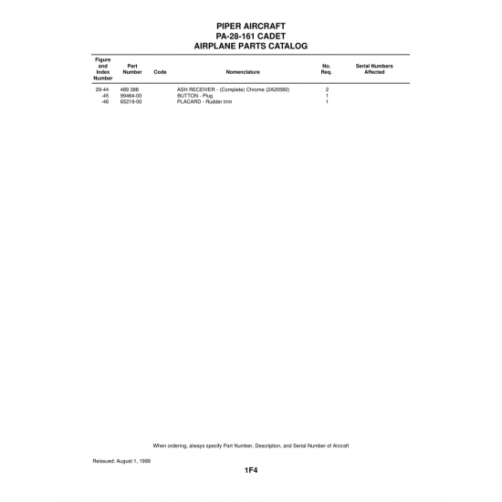 Aviation Part (99464-00) — Piper PA-28-161 Warrior