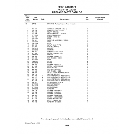 Aviation Part (84013-83) — Piper PA-28-161 Aviation Part (84013-83) — Piper PA-28-161