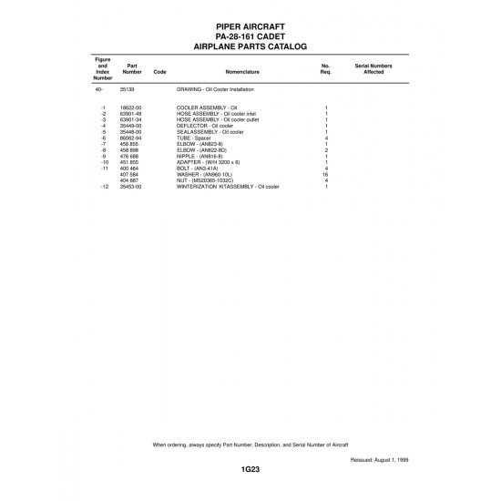 Aviation Part (63901-49) — Piper PA-28-161
