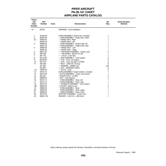 Aviation Part (80022-104) — Piper PA-28-161 Warrior