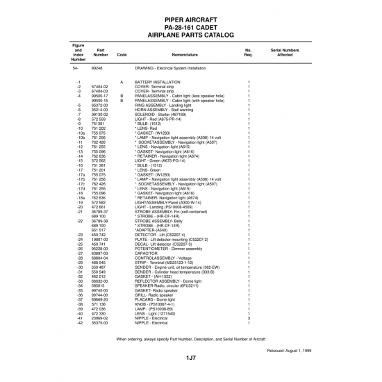 Aviation Part (36789-37) — Piper PA-28-161 Aviation Part (36789-37) — Piper PA-28-161