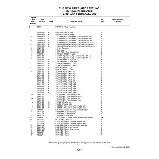 Aviation Part (95061-108) — Piper PA-28-161 Warrior Aviation Part (95061-108) — Piper PA-28-161 Warrior