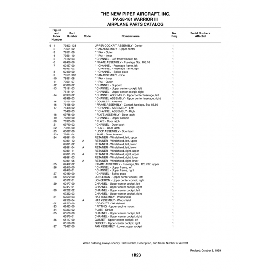 Aviation Part (69891-05) — Piper PA-28-161 Warrior Aviation Part (69891-05) — Piper PA-28-161 Warrior