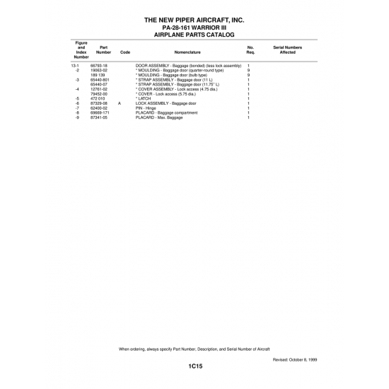 Aviation Part (87329-08) — Piper PA-28-161 Warrior Aviation Part (87329-08) — Piper PA-28-161 Warrior