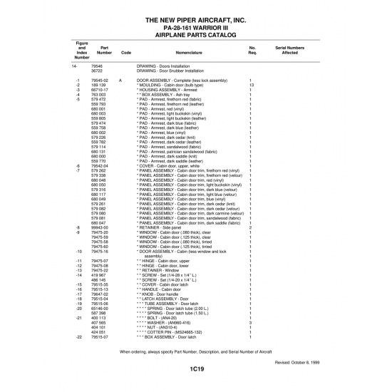 Aviation Part (66710-17) — Piper PA-28 Cherokee Aviation Part (66710-17) — Piper PA-28 Cherokee