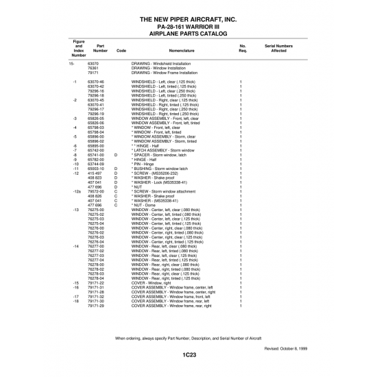 Aviation Part (76277-03) — Piper PA-28-161 Warrior Aviation Part (76277-03) — Piper PA-28-161 Warrior