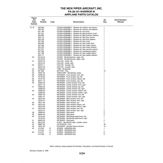 Aviation Part (78086-00) — Piper PA-28-161 Warrior