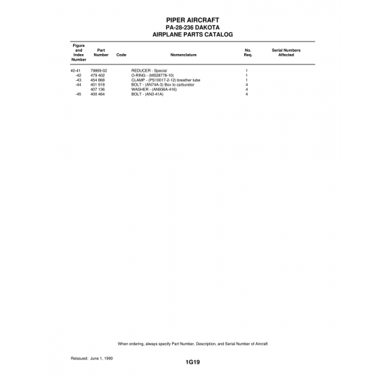 Aviation Part (79869-02) — Piper PA-28-236 Dakota