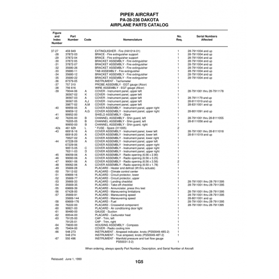 Aviation Part (87379-05) — Piper PA-28-236 Dakota Aviation Part (87379-05) — Piper PA-28-236 Dakota