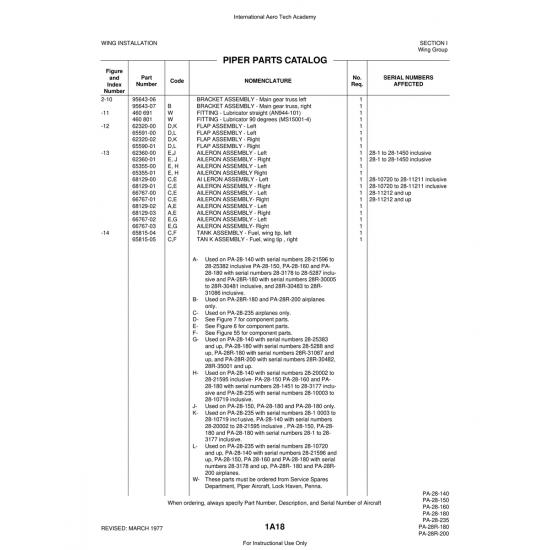 Aviation Part (68129-01) — Piper PA-28 Cherokee Aviation Part (68129-01) — Piper PA-28 Cherokee