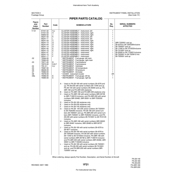 Aviation Part (79365-00) — Piper PA-28 Cherokee Aviation Part (79365-00) — Piper PA-28 Cherokee