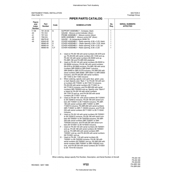 Aviation Part (99060-06) — Piper PA-28 Cherokee