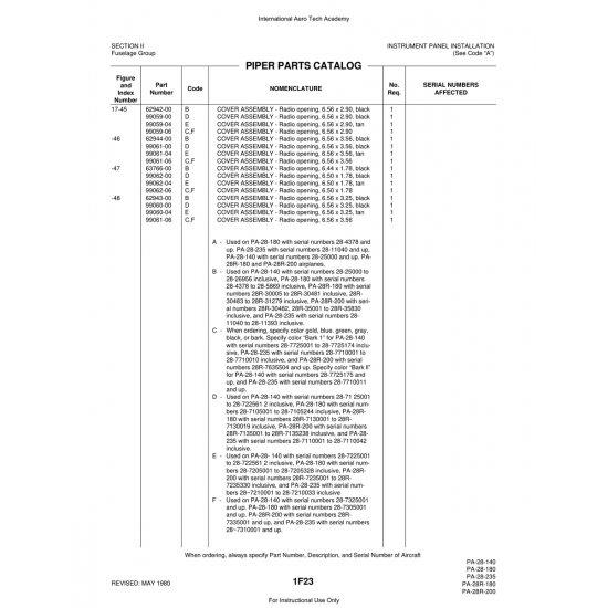 Aviation Part (99059-00) — Piper PA-28 Cherokee Aviation Part (99059-00) — Piper PA-28 Cherokee