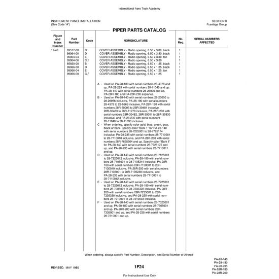 Aviation Part (99064-06) — Piper PA-28 Cherokee Aviation Part (99064-06) — Piper PA-28 Cherokee