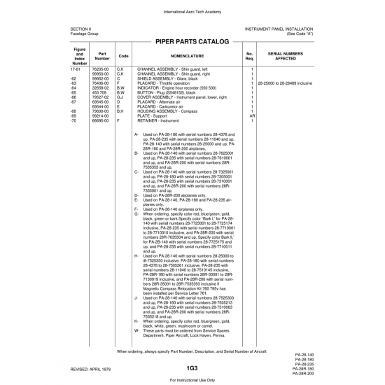 Aviation Part (99952-00) — Piper PA-28 Cherokee Aviation Part (99952-00) — Piper PA-28 Cherokee