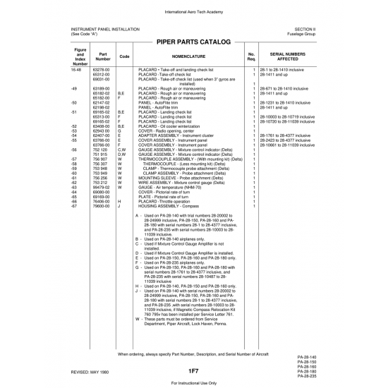 Aviation Part (76406-00) — Piper PA-28 Cherokee Aviation Part (76406-00) — Piper PA-28 Cherokee