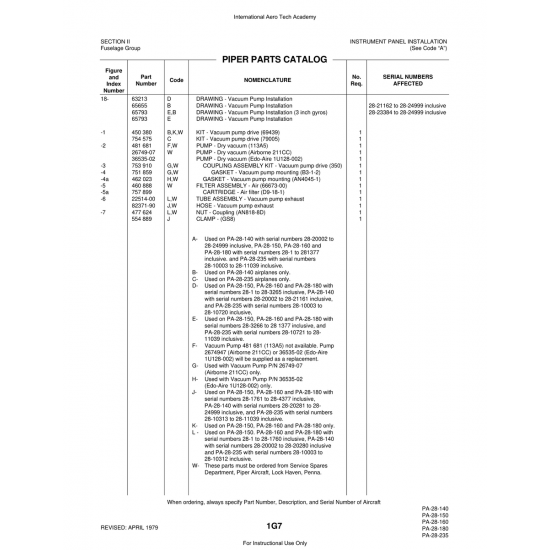 Aviation Part (82371-90) — Piper PA-28 Cherokee Aviation Part (82371-90) — Piper PA-28 Cherokee