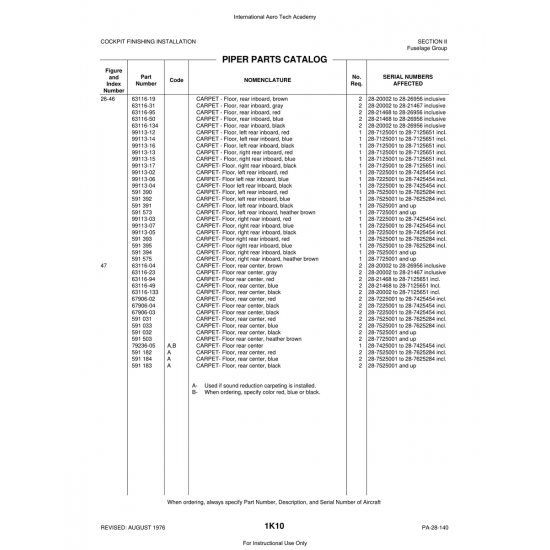 Aviation Part (99113-04) — Piper PA-28 Cherokee Aviation Part (99113-04) — Piper PA-28 Cherokee
