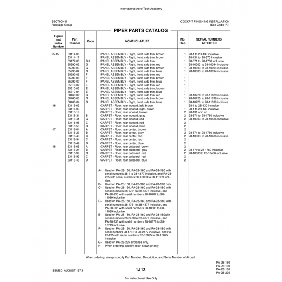 Aviation Part (63116-94) — Piper PA-28 Cherokee Aviation Part (63116-94) — Piper PA-28 Cherokee
