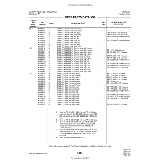 Aviation Part (63116-33) — Piper PA-28 Cherokee Aviation Part (63116-33) — Piper PA-28 Cherokee
