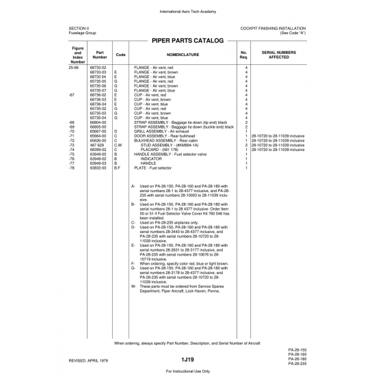 Aviation Part (63949-02) — Piper PA-28 Cherokee Aviation Part (63949-02) — Piper PA-28 Cherokee