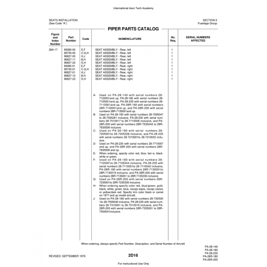 Aviation Part (96827-22) — Piper PA-28 Cherokee Aviation Part (96827-22) — Piper PA-28 Cherokee