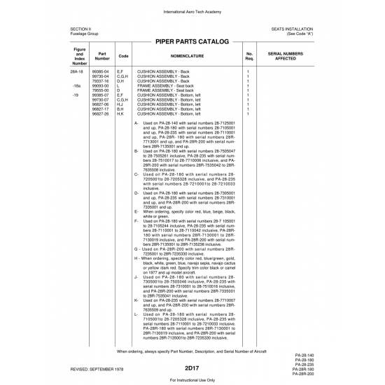 Aviation Part (99385-04) — Piper PA-28 Cherokee
