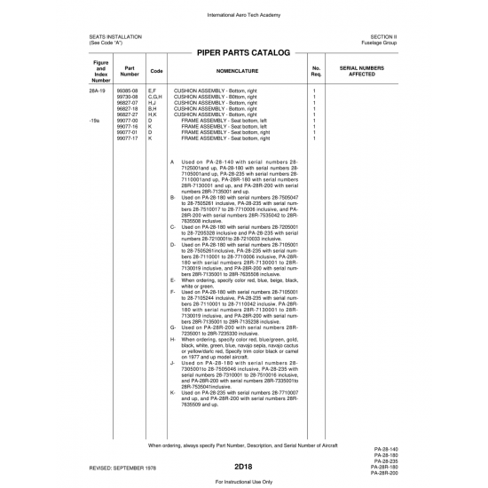 Aviation Part (99077-17) — Piper PA-28 Cherokee