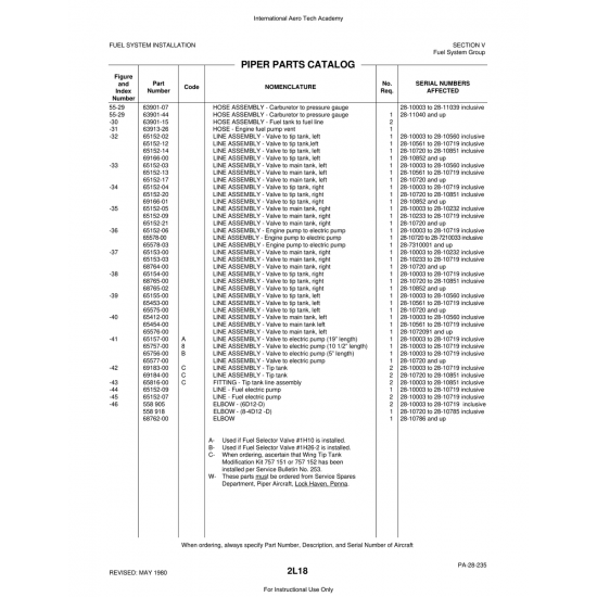 Aviation Part (65757-00) — Piper PA-28 Cherokee Aviation Part (65757-00) — Piper PA-28 Cherokee
