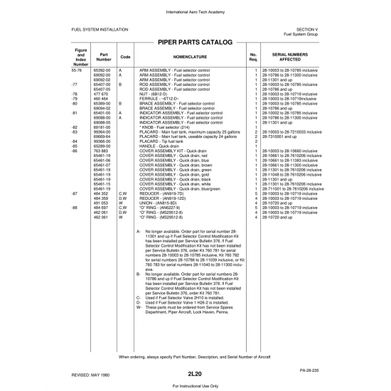 Aviation Part (99366-00) — Piper PA-28 Cherokee Aviation Part (99366-00) — Piper PA-28 Cherokee