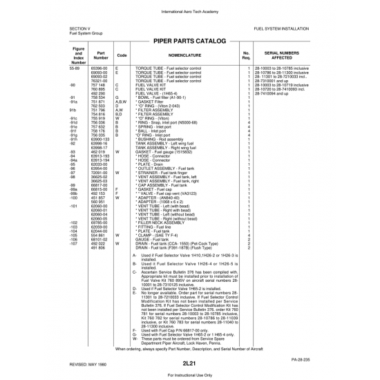 Aviation Part (76321-00) — Piper PA-28 Cherokee
