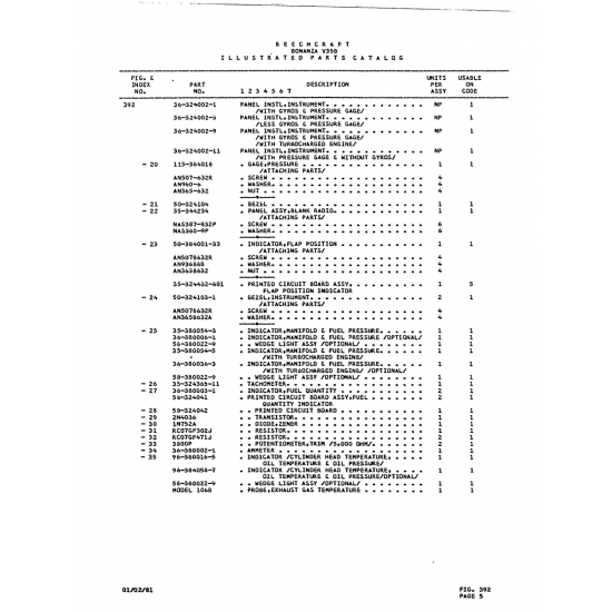 Aviation Part (50-384001-33) — Beechcraft V35