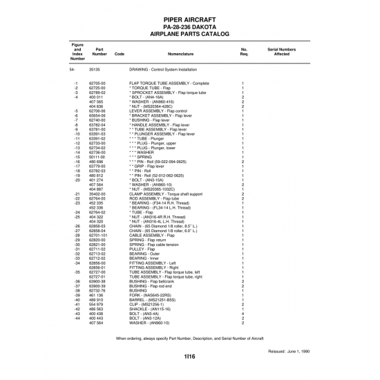 Aviation Part (62734-02) — Piper PA-28 Cherokee