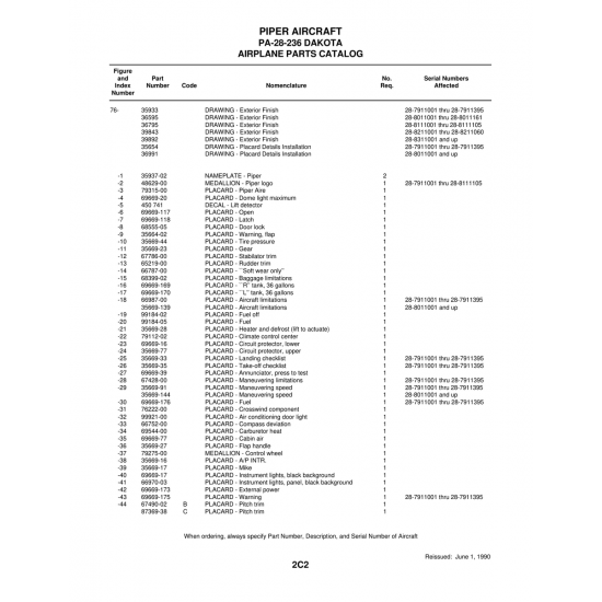 Aviation Part (66752-00) — Piper PA-28-236 Dakota
