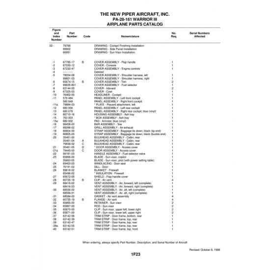 Aviation Part (65496-02) — Piper PA-28-161 Warrior Aviation Part (65496-02) — Piper PA-28-161 Warrior