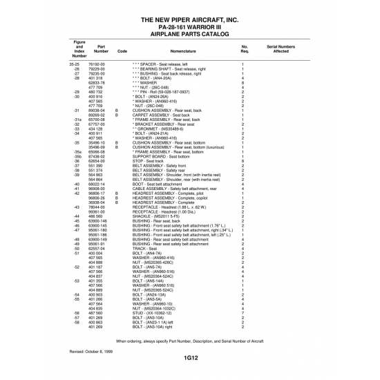Aviation Part (67757-00) — Piper PA-28-161 Warrior Aviation Part (67757-00) — Piper PA-28-161 Warrior
