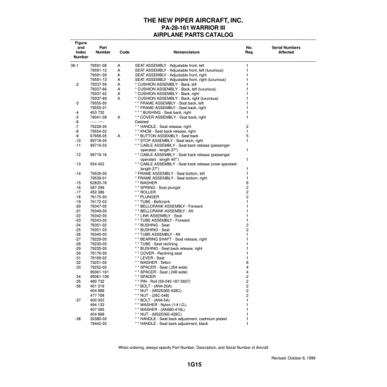 Aviation Part (79591-13) — Piper PA-28-161 Warrior Aviation Part (79591-13) — Piper PA-28-161 Warrior
